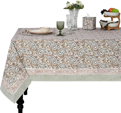 Mantel algodón estampado bloques bohemio 48x102pulg