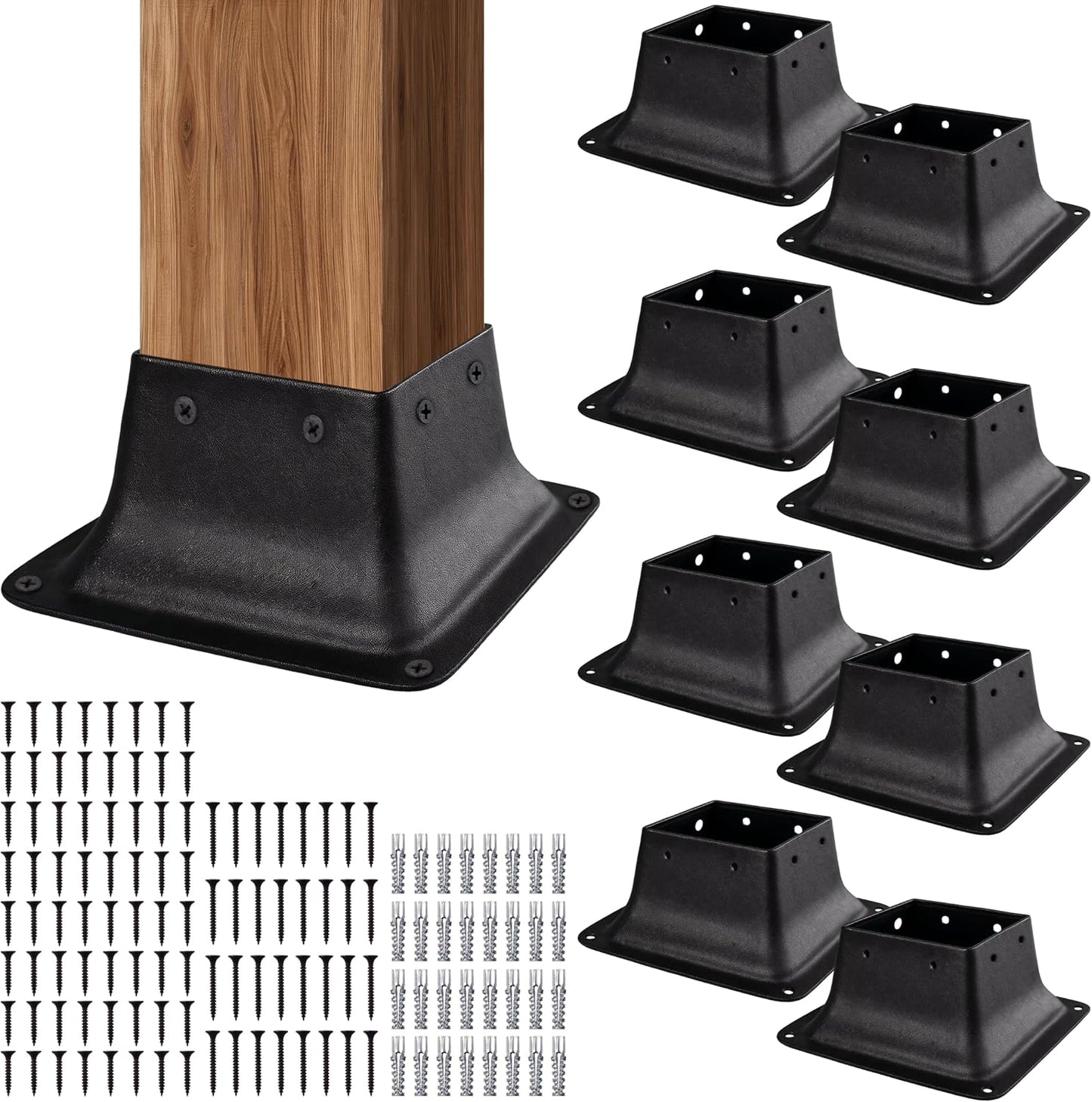 Bases poste 4x4 soportes acero polvo 3.5x3.5pulg