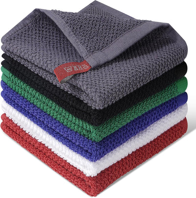 6 Pzas Paños cocina algodón tejido gofre 12x12pulg gris oscuro