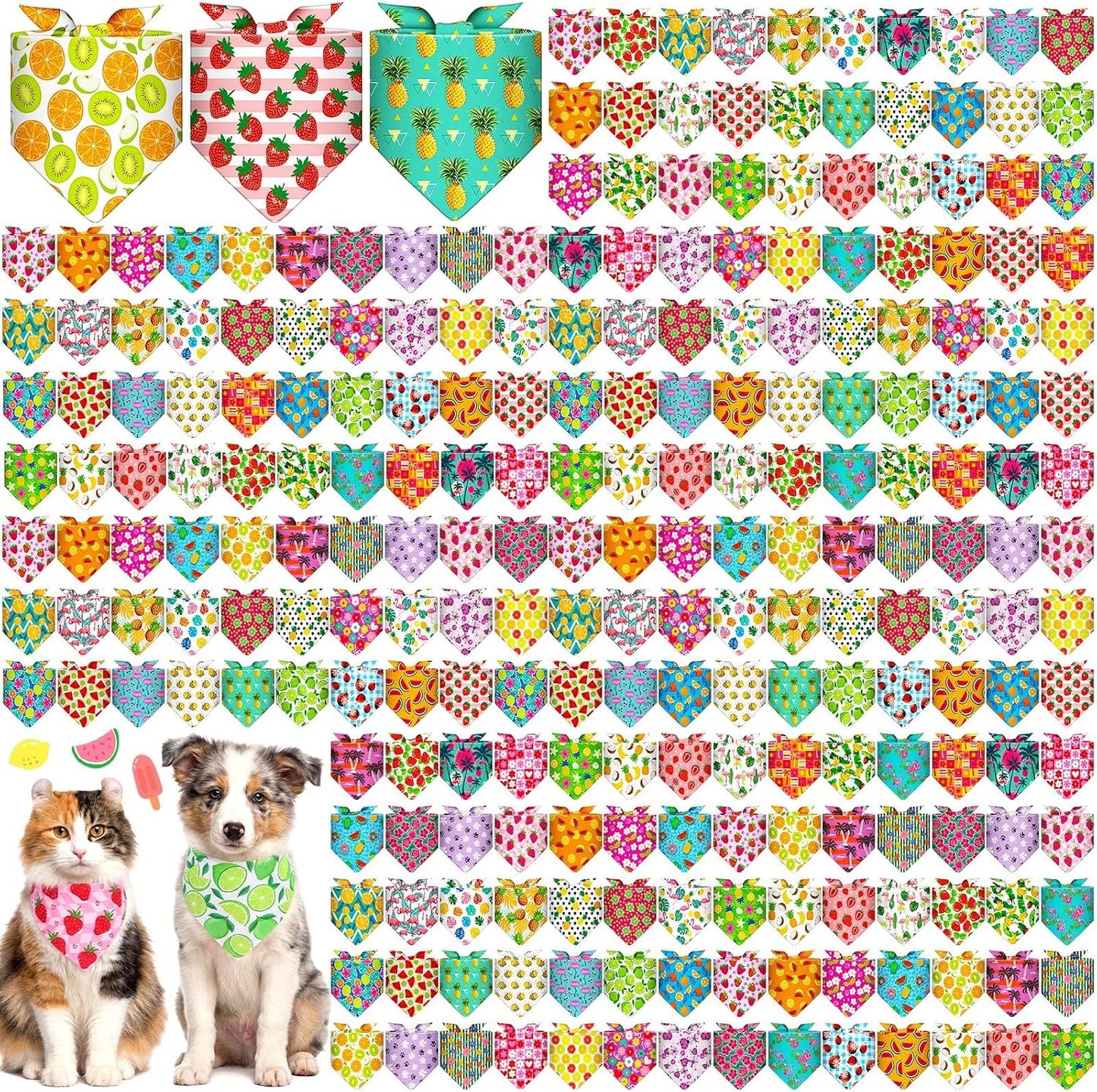 240 Bandanas Hawaiana Triangular para Perro Fruta Aloha