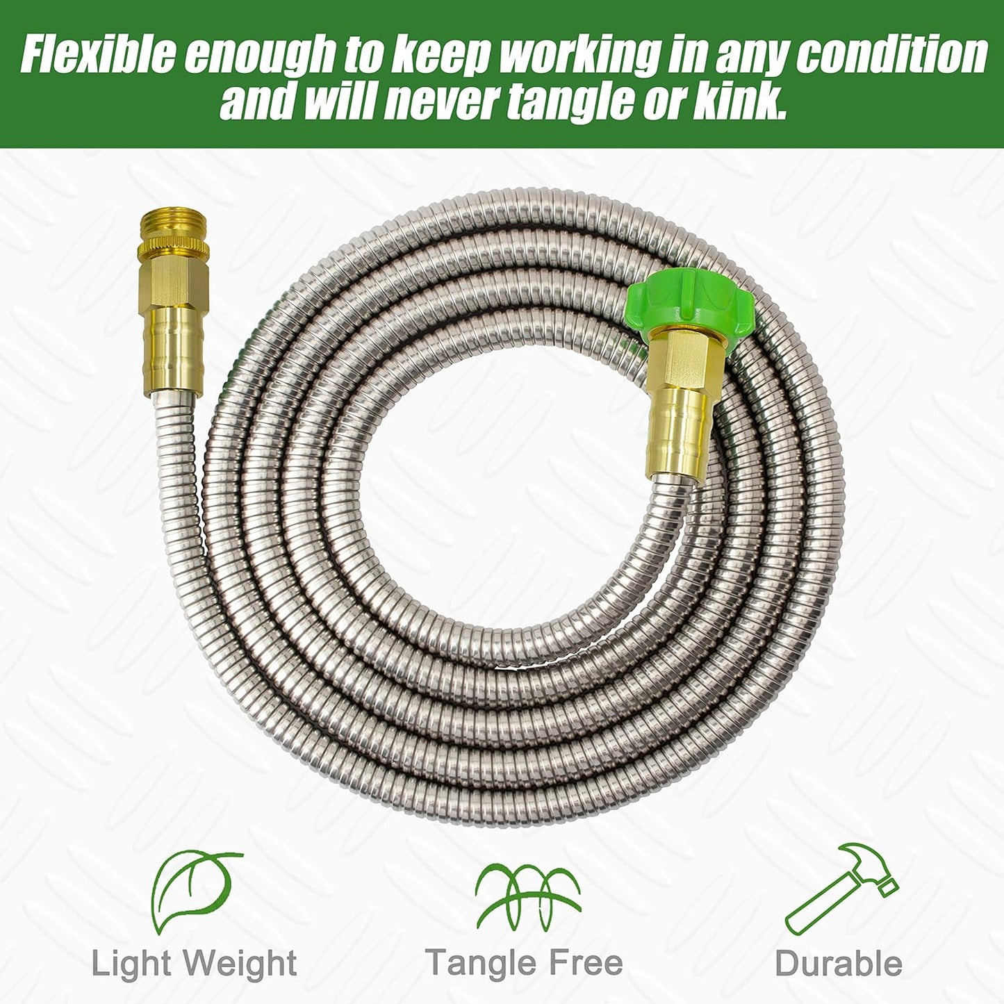 Manguera jardín acero inox 304 2ft conector metal
