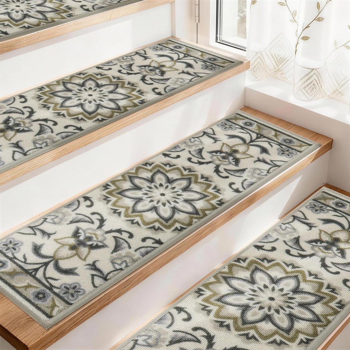 Peldaños alfombra antideslizante 8x30pulg interior 4 Uds