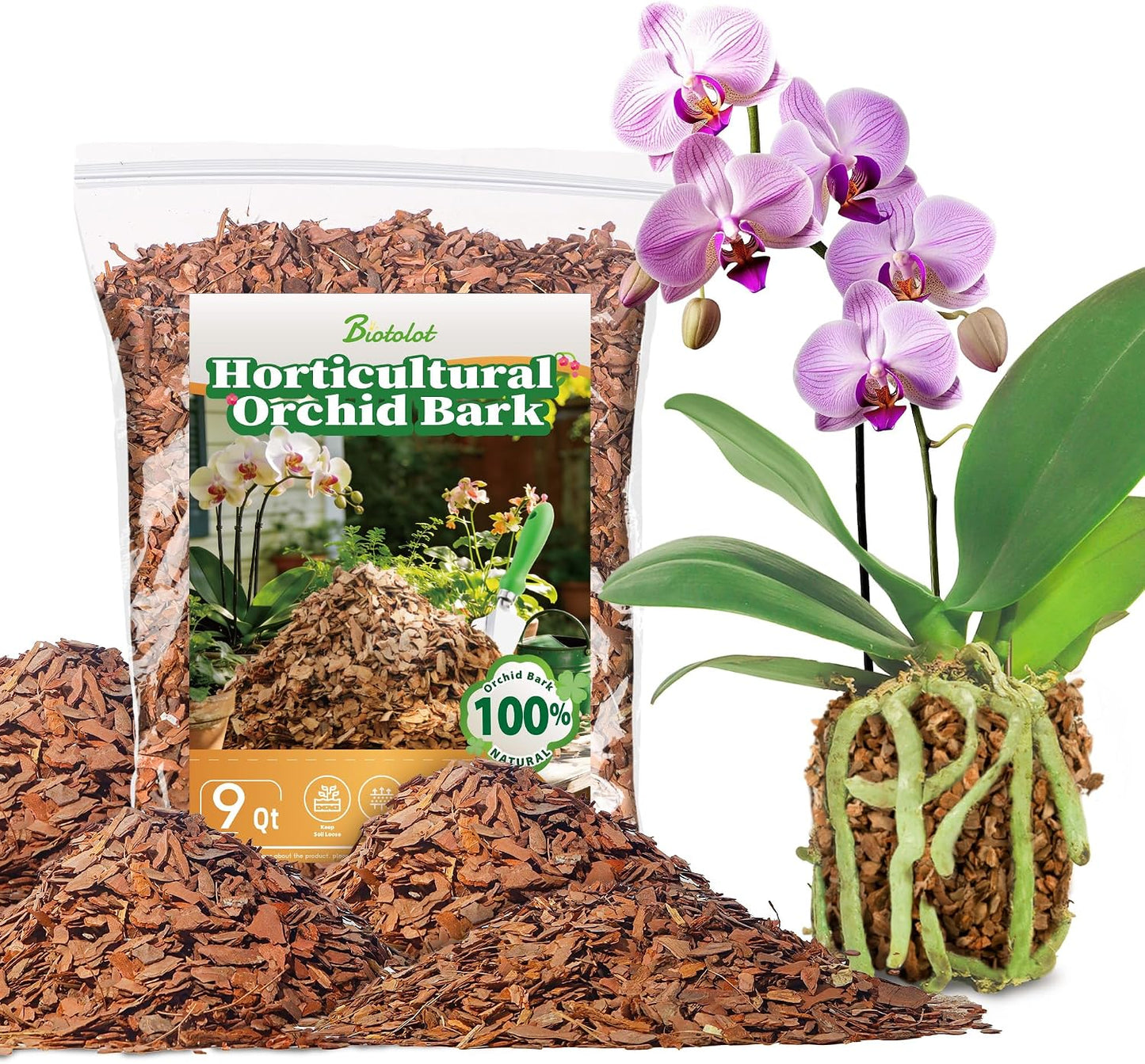 Corteza orquídea 9qt grado hortícola para maceta desarrollo raíces