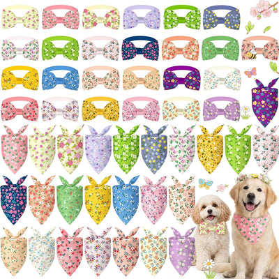 Set 50 bandanas primavera perro corbatín 25 a granel 25 dijes
