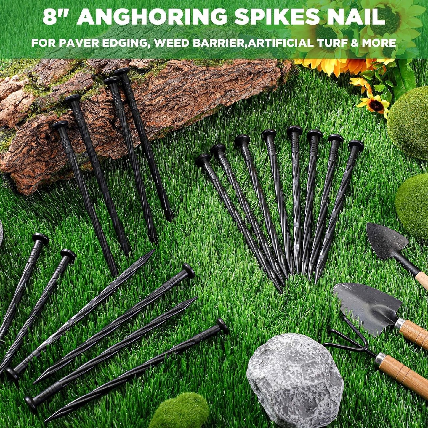 Uñas plástico 8pulg picos espiral nailon 25pzas