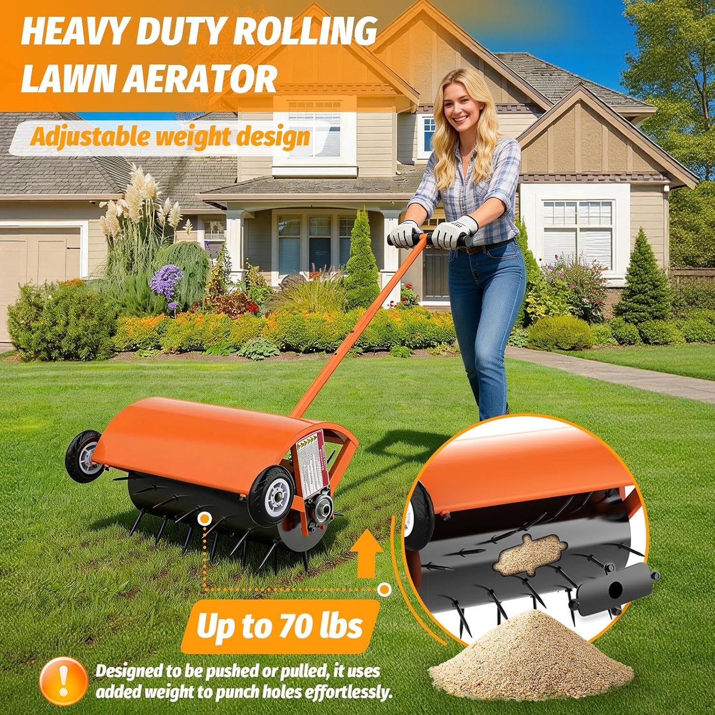 Aireador césped 24pulg 42 picos resistente hasta 70lb