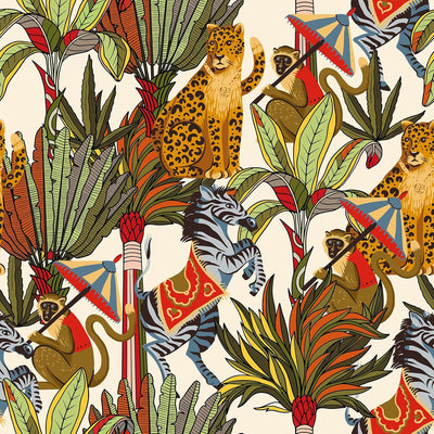 Papel tapiz extraíble animales safari selva tropical para niños