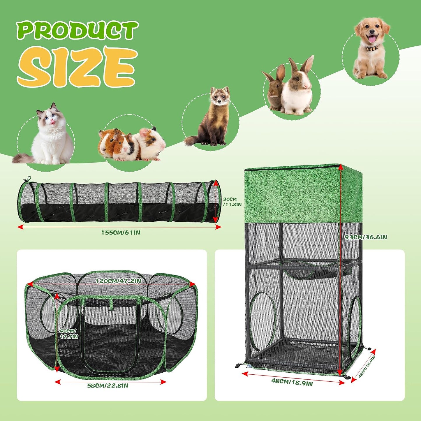 Carpa portátil para gatos con malla transpirable patio cerrado