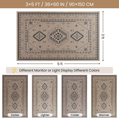 Alfombra yute sintético 3x5ft duradera bohemia para entrada puerta
