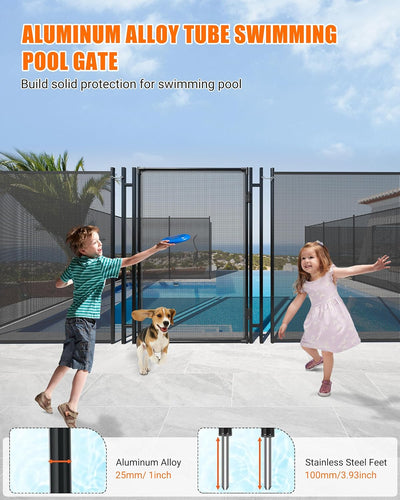 Puerta valla piscina 4x2.5ft marco acero aluminio negro