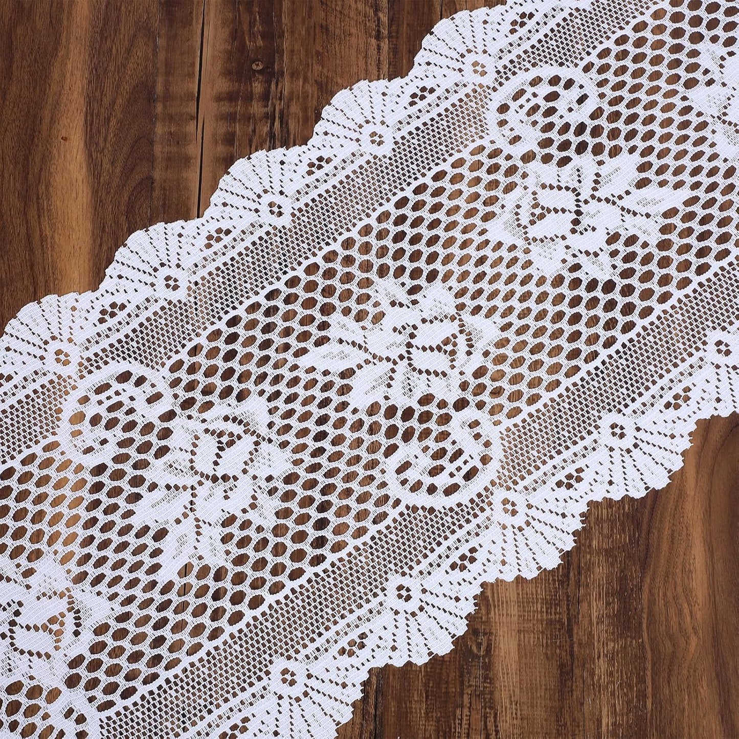 Tapete para mesa de encaje blanco de algodón 45 x 13.38 pulgadas