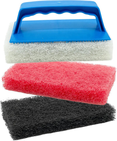Kit almohadillas fregado 3 texturizadas mango intercambiable