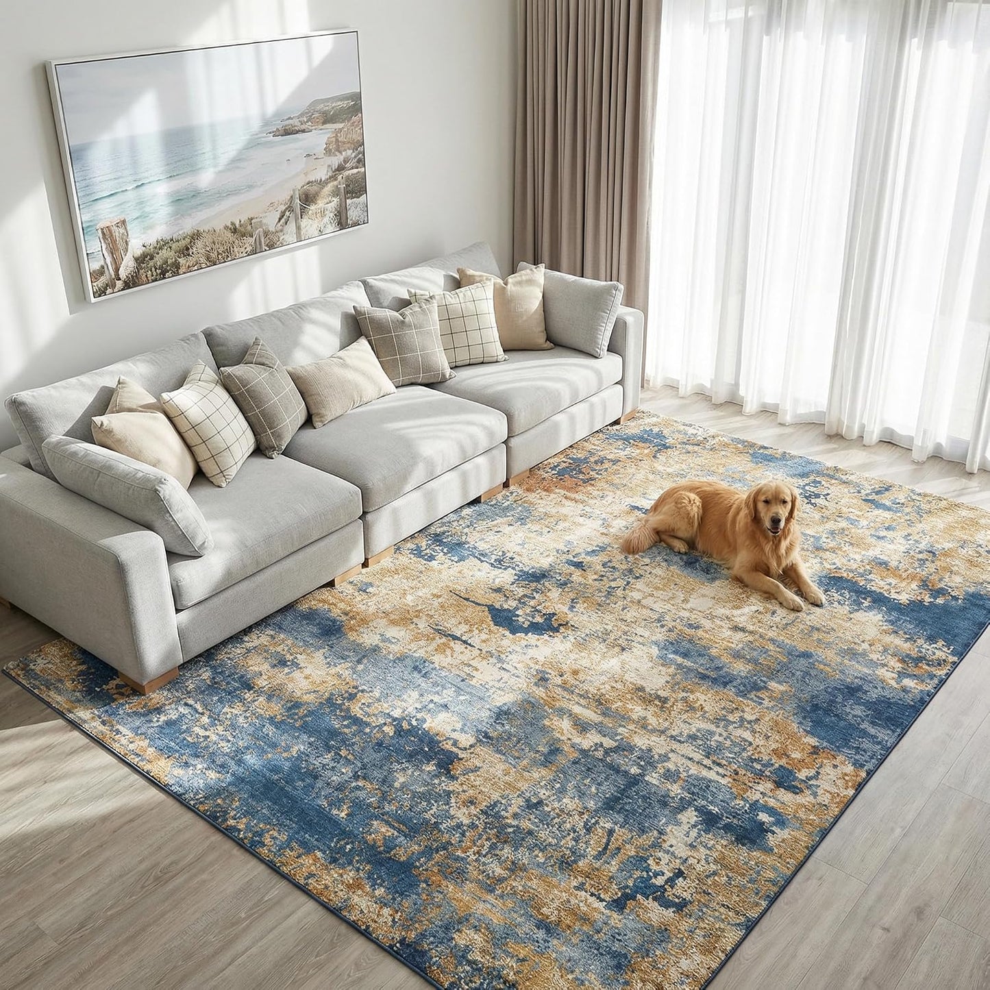 Alfombra abstracta lavable 6x9ft antideslizante resistente manchas