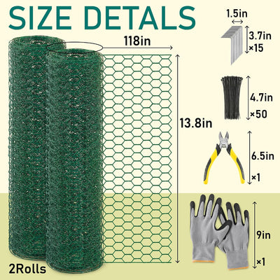 Protectores plantas malla metálica 13.8x118pulg 2 rollos verde