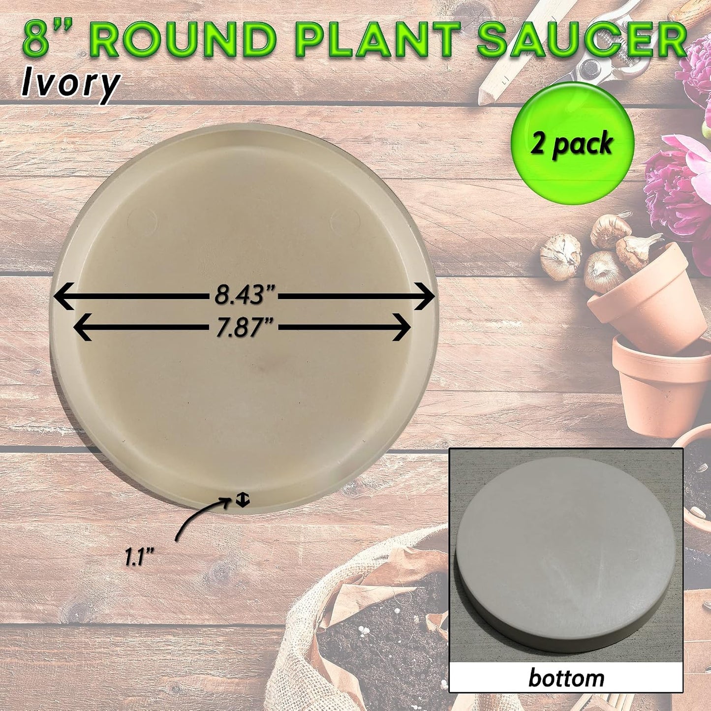 Plato redondo para plantas 60% reciclado 40% piedra