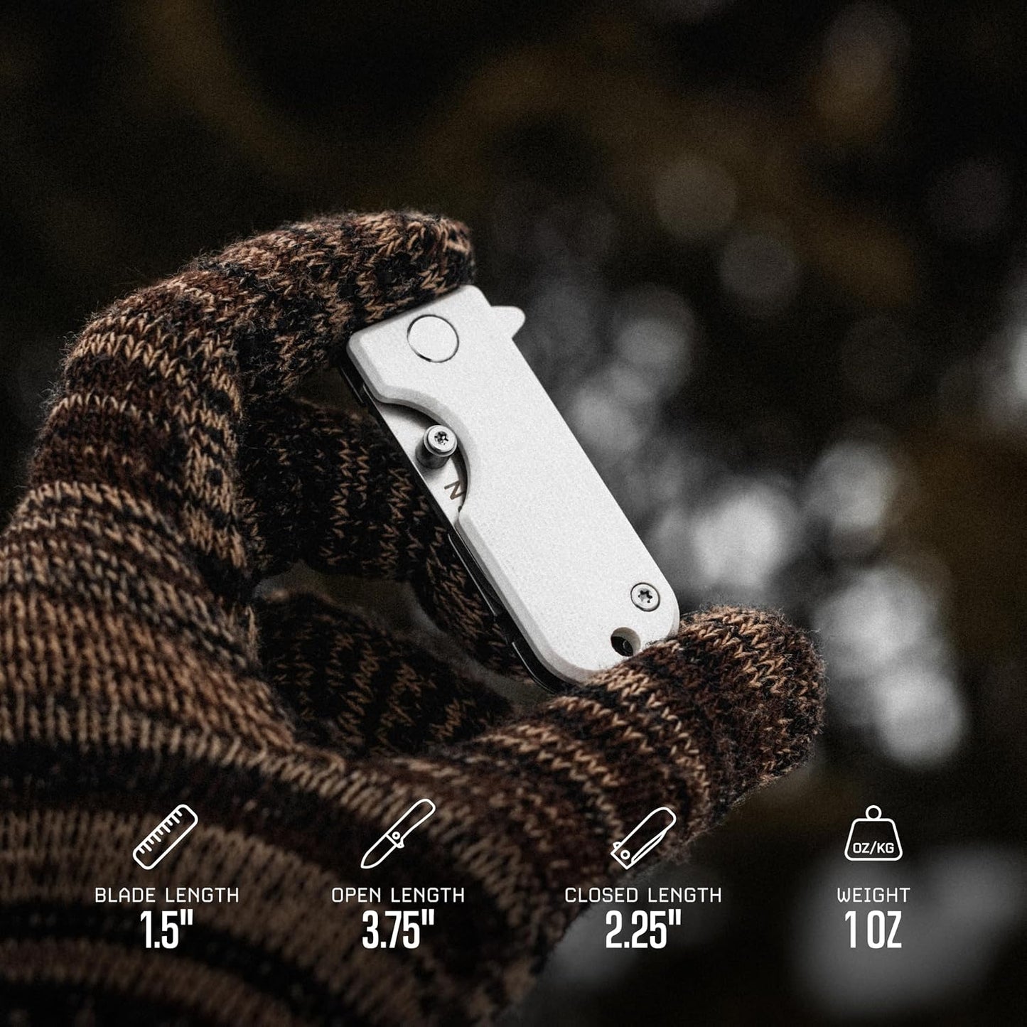 Cuchillo plegable EDC acero D2 1.5pulg mango G10 titanio