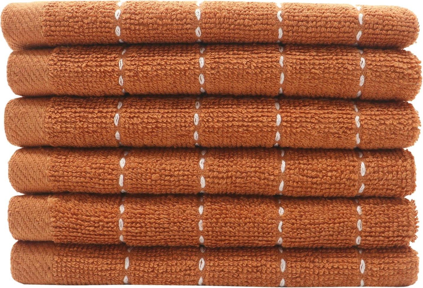 Set 6 Paños cocina algodón gofre absorbentes 12x12pulg naranja
