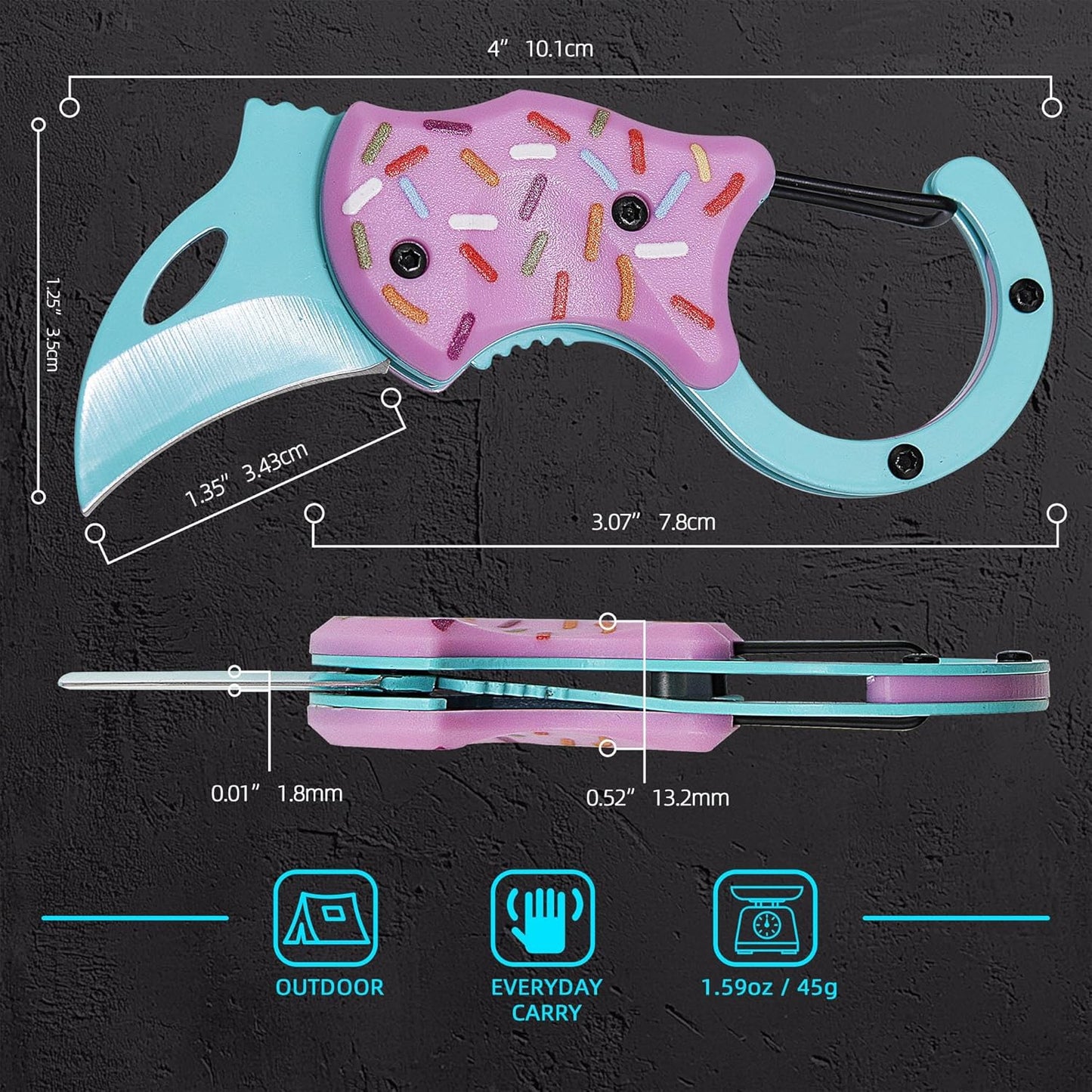Cuchillo bolsillo llavero rosa EDC para ella