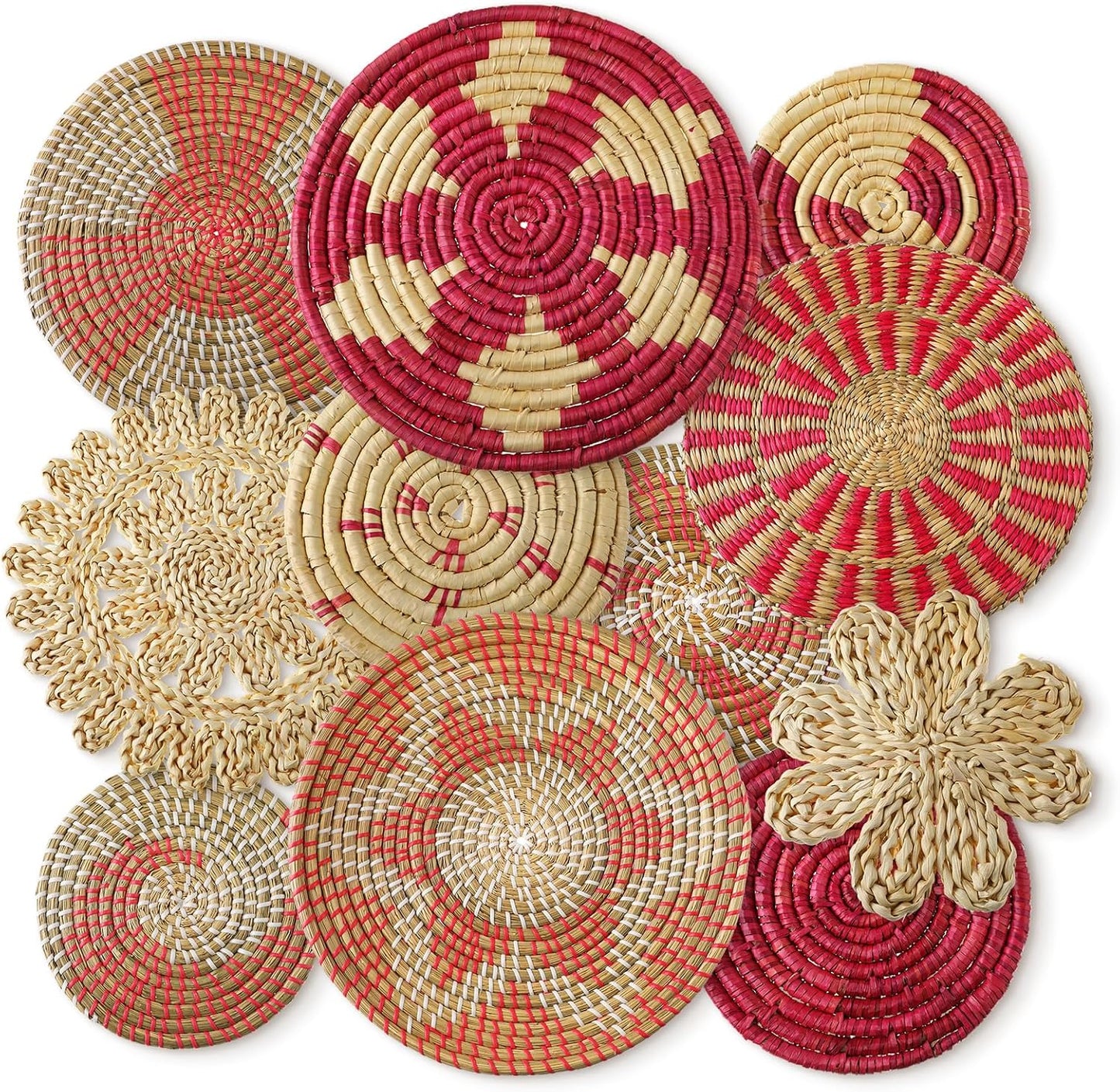 11 Pzas Cestas Junco Boho Colgantes Decoración Rústica