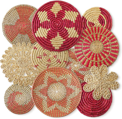 11 Pzas Cestas Junco Boho Colgantes Decoración Rústica