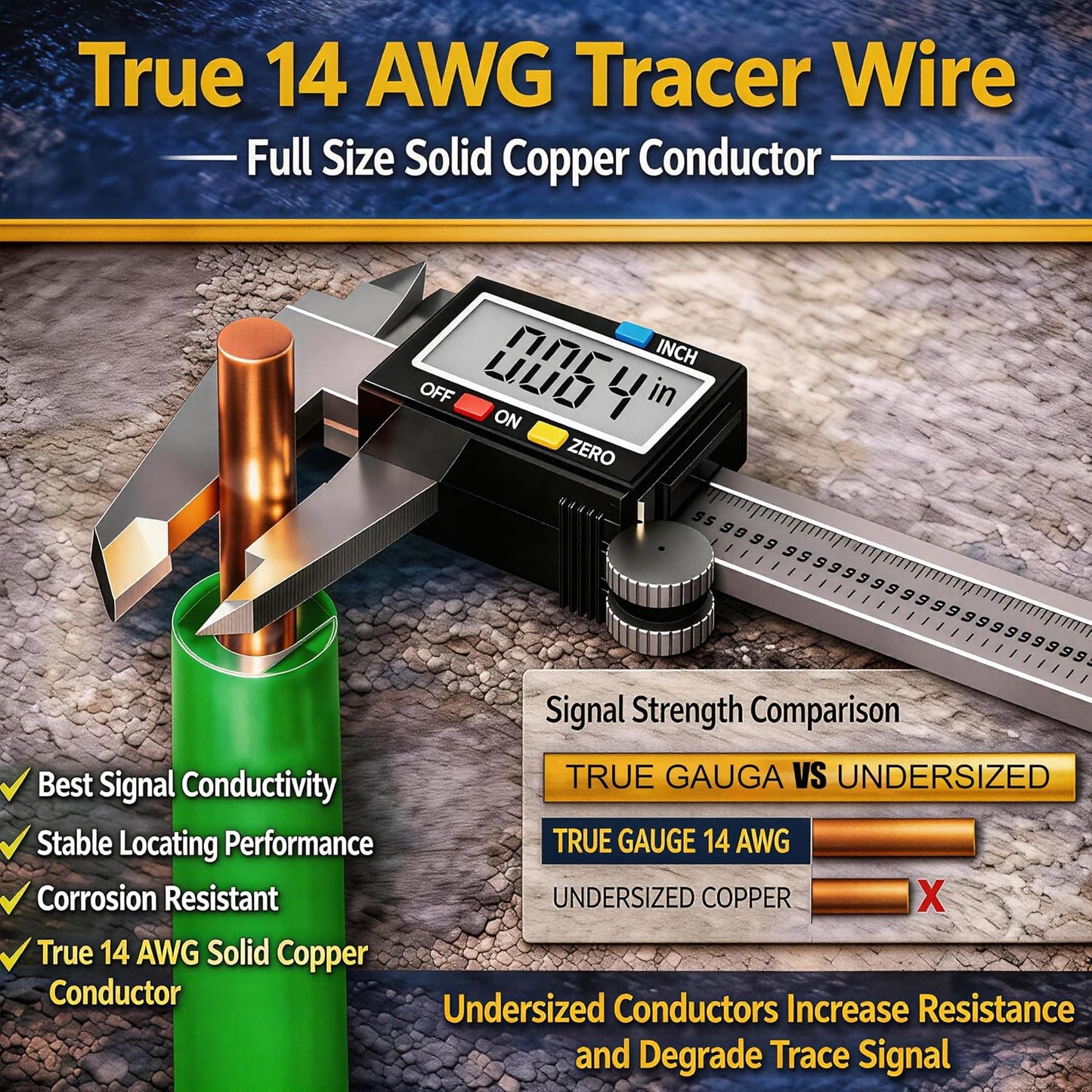 Cable trazador 14 AWG 100% cobre sólido HDPE resistente