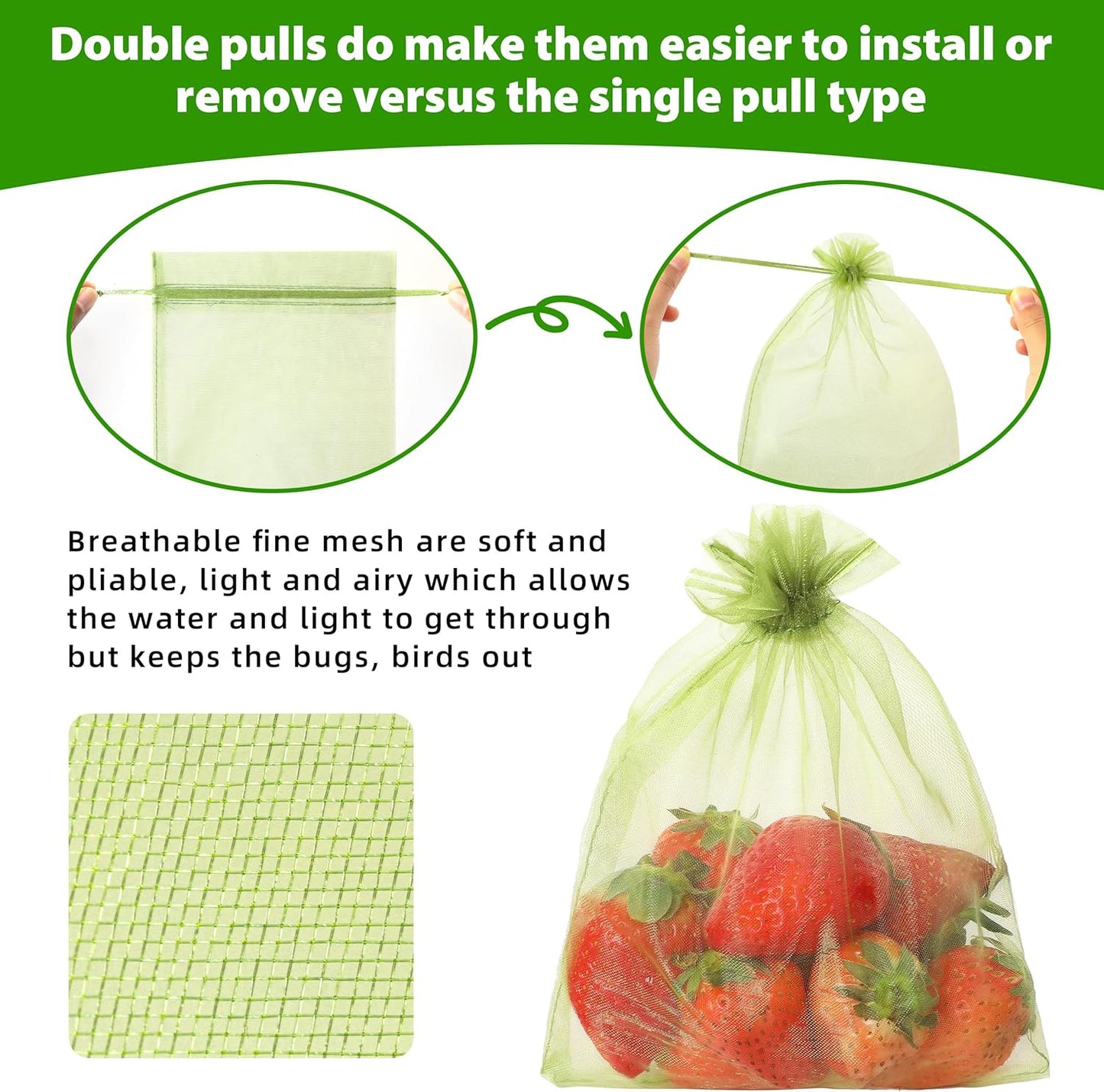 70 bolsas red protectoras para frutas 6x8pulg