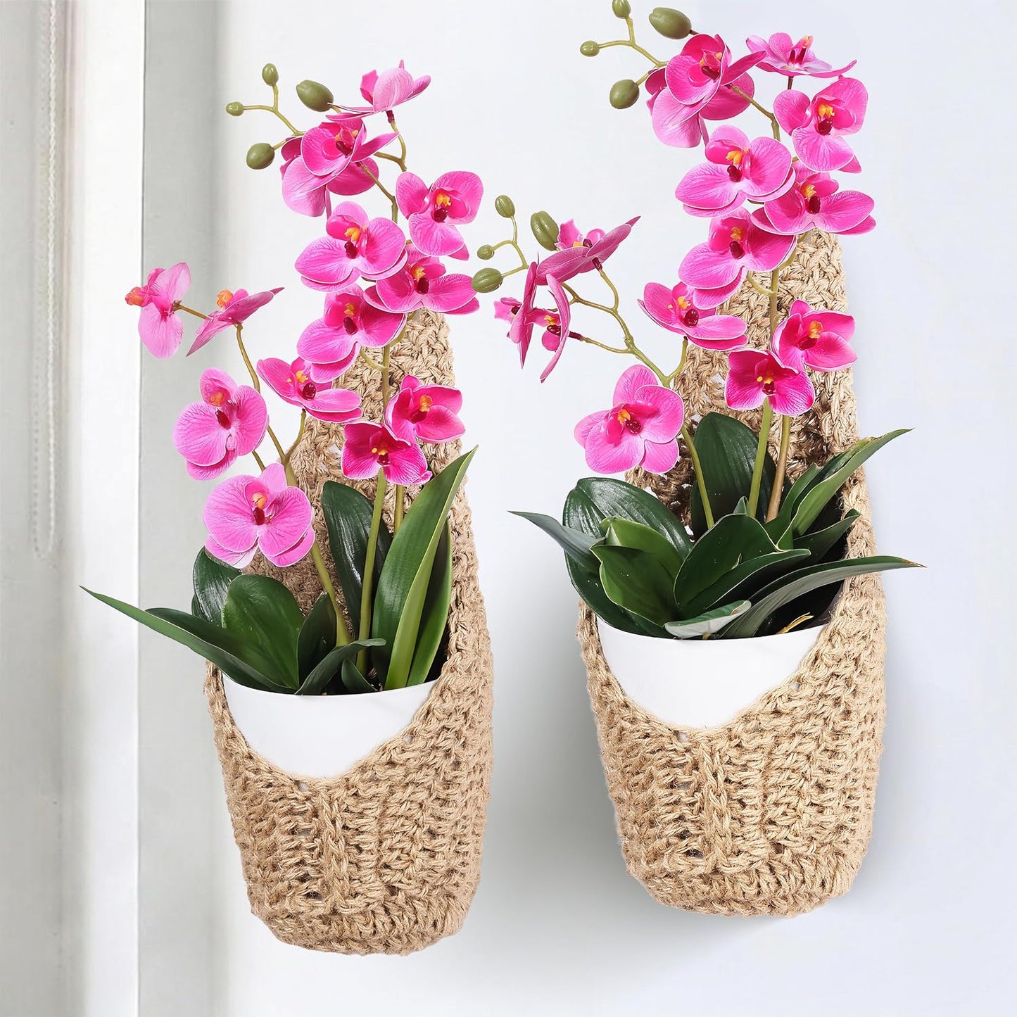2 Pzas Colgador Macramé 6pulg Cesta Orquídea Soporte Plantas