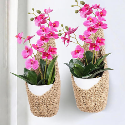 2 Pzas Colgador Macramé 6pulg Cesta Orquídea Soporte Plantas