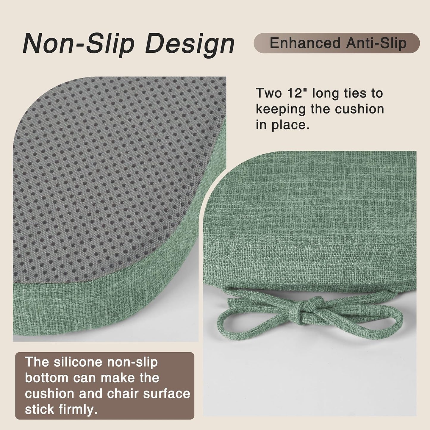 Set 4 cojines silla comedor 14x14pulg antiderrap