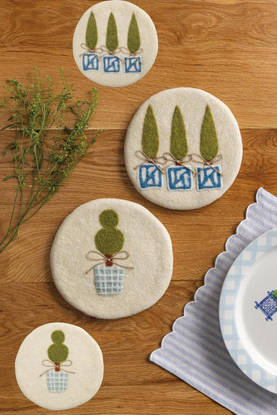 Salvamanteles de lana fieltro Mud Pie Topiary