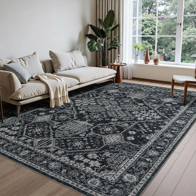 Alfombras felpilla pelo bajo estampado 5x7ft gris