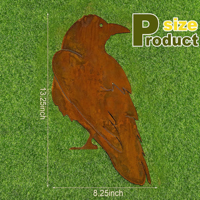 Estatua cuervo oxidado metal 13.5x8.25pulg decoración patio