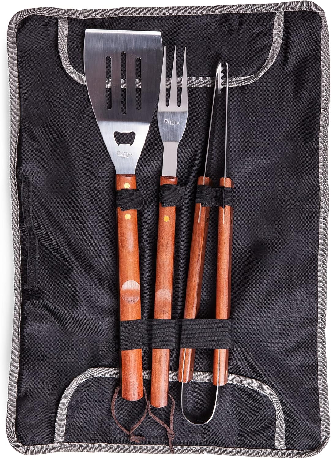 Set 3 Pzas Asas Barbacoa Espátula Tenedor Pinzas