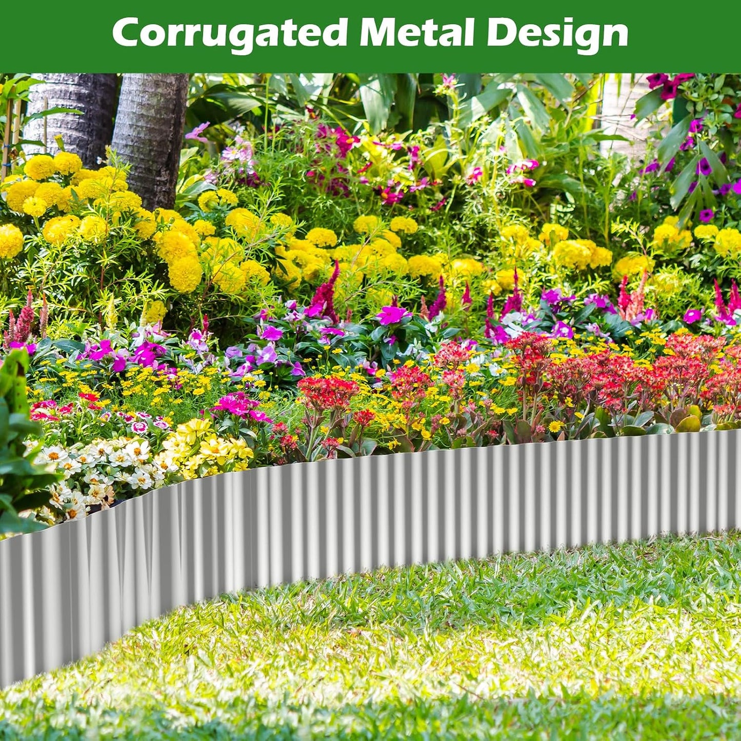 Borde metal corrugado jardín 6pulg x20ft cama flores