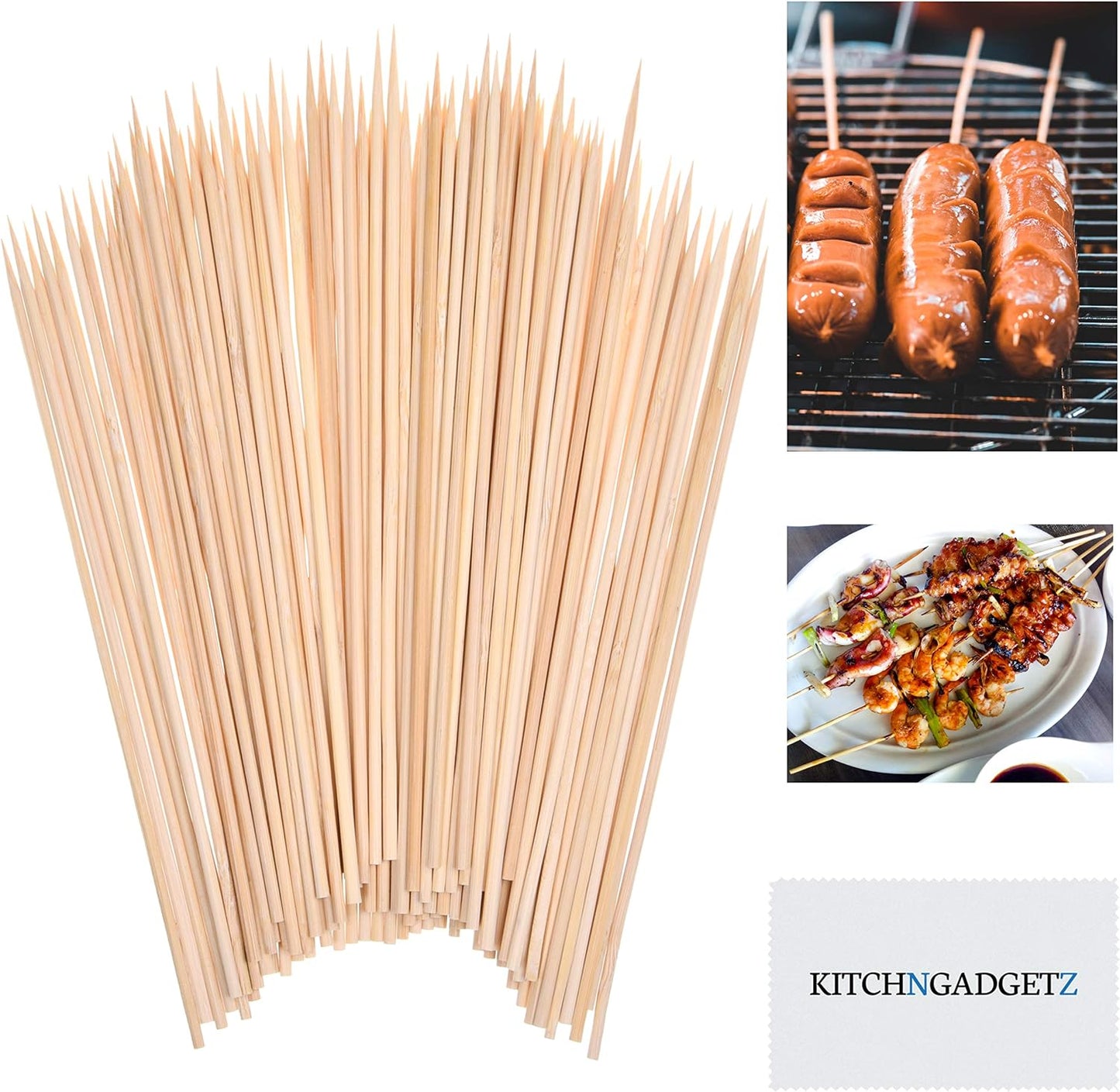 Pinchos bambú 8pulg 120pcs biodegradables