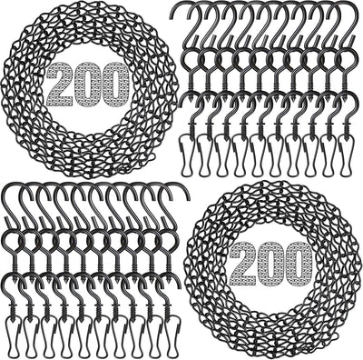 Cadena colgante metal negro 200pulg con ganchos S para macetas