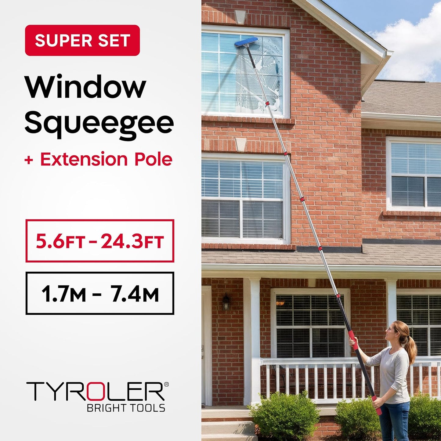 Escobilla ventana profesional poste extensión 5.6-24.3pulg