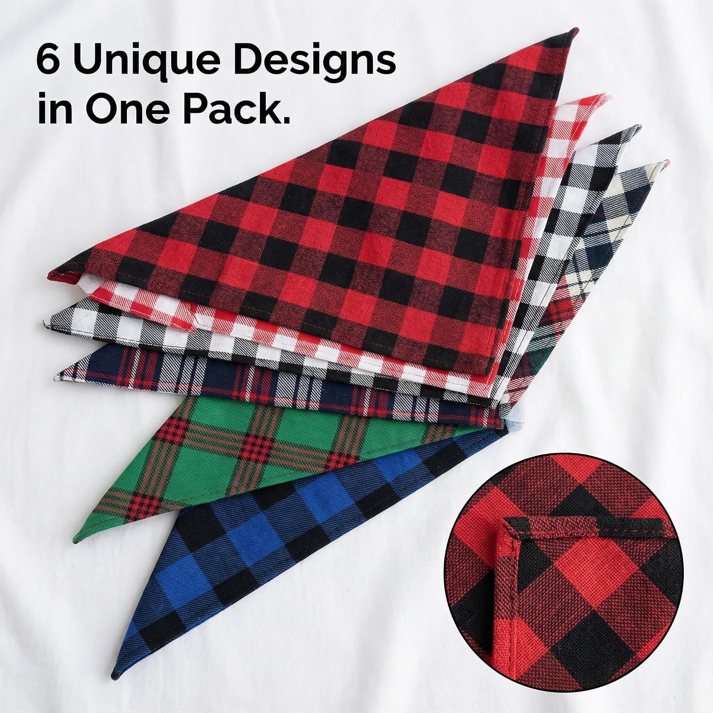6 Pzas Bandanas Algodón Perros Medianos y Grandes