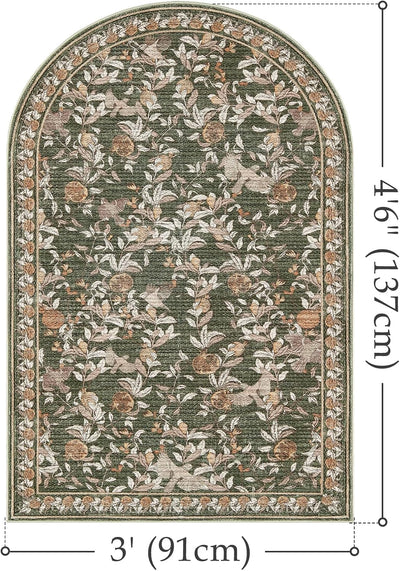 Alfombra área floral verde 3x5 tapete suave antideslizante