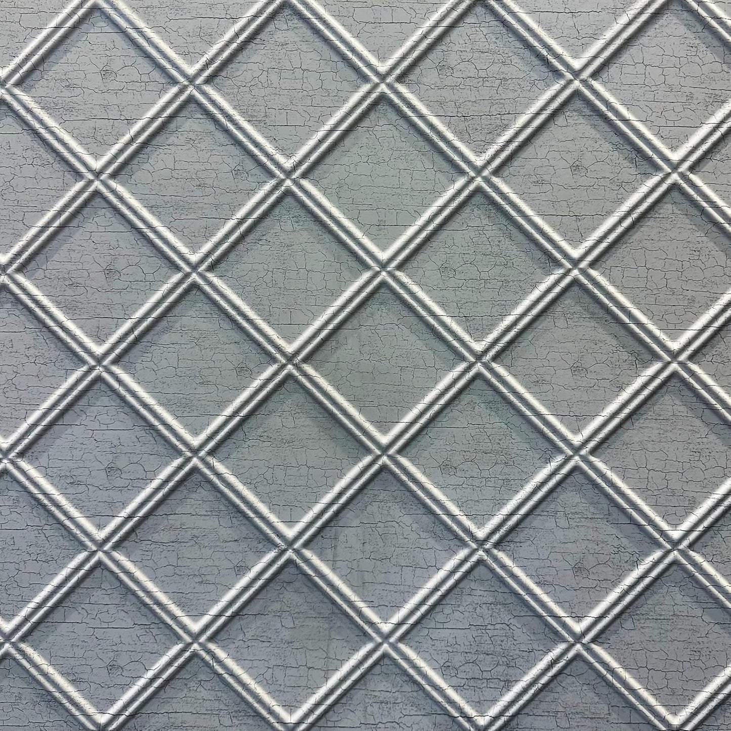 Paneles PVC rombos salpicaduras blanco envejecido 12x12pulg