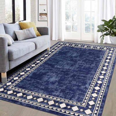 Alfombra vintage 8x10ft pelo bajo antideslizante dormitorio sala
