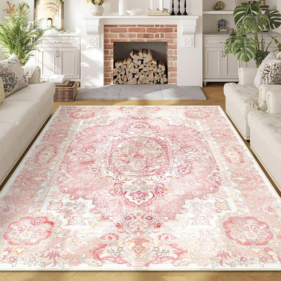 Alfombra bohemia 5x7ft diseño floral antideslizante