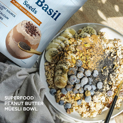 Semillas albahaca sagrada sin gluten fibra alta 8oz