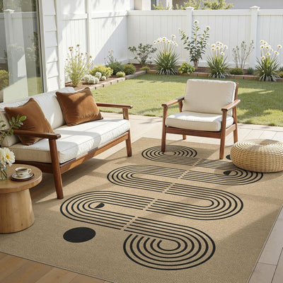 Alfombra yute exterior 5x7 antideslizante lavable marrón