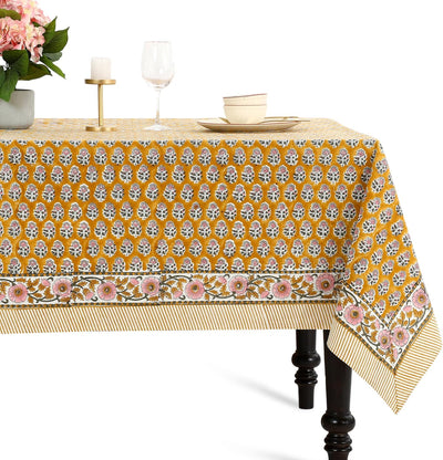 Set 2 Manteles Algodón Estampado Bloques Indios 60x90pulg