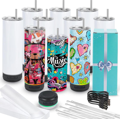 Vasos de sublimación con altavoz Bluetooth 20 oz en caja de regalo