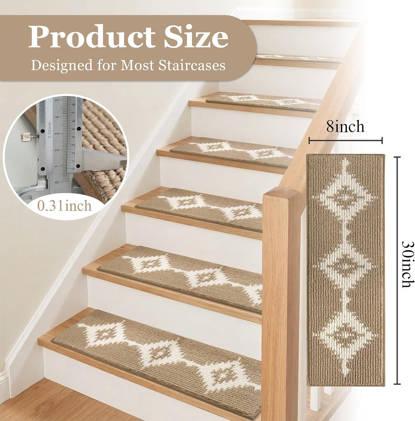 Protectores escaleras madera antideslizante 8x30 4uds