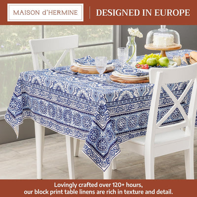 Mantel rectangular algodón 70x120pulg reutilizable azul melodie