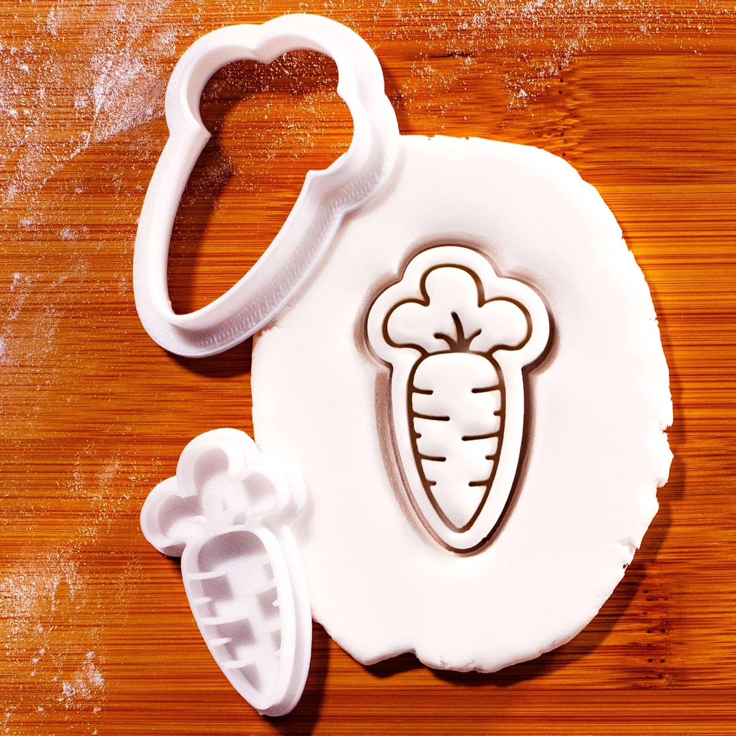 Juego de mini cortador de galletas con sellos de zanahoria y fondant de verduras