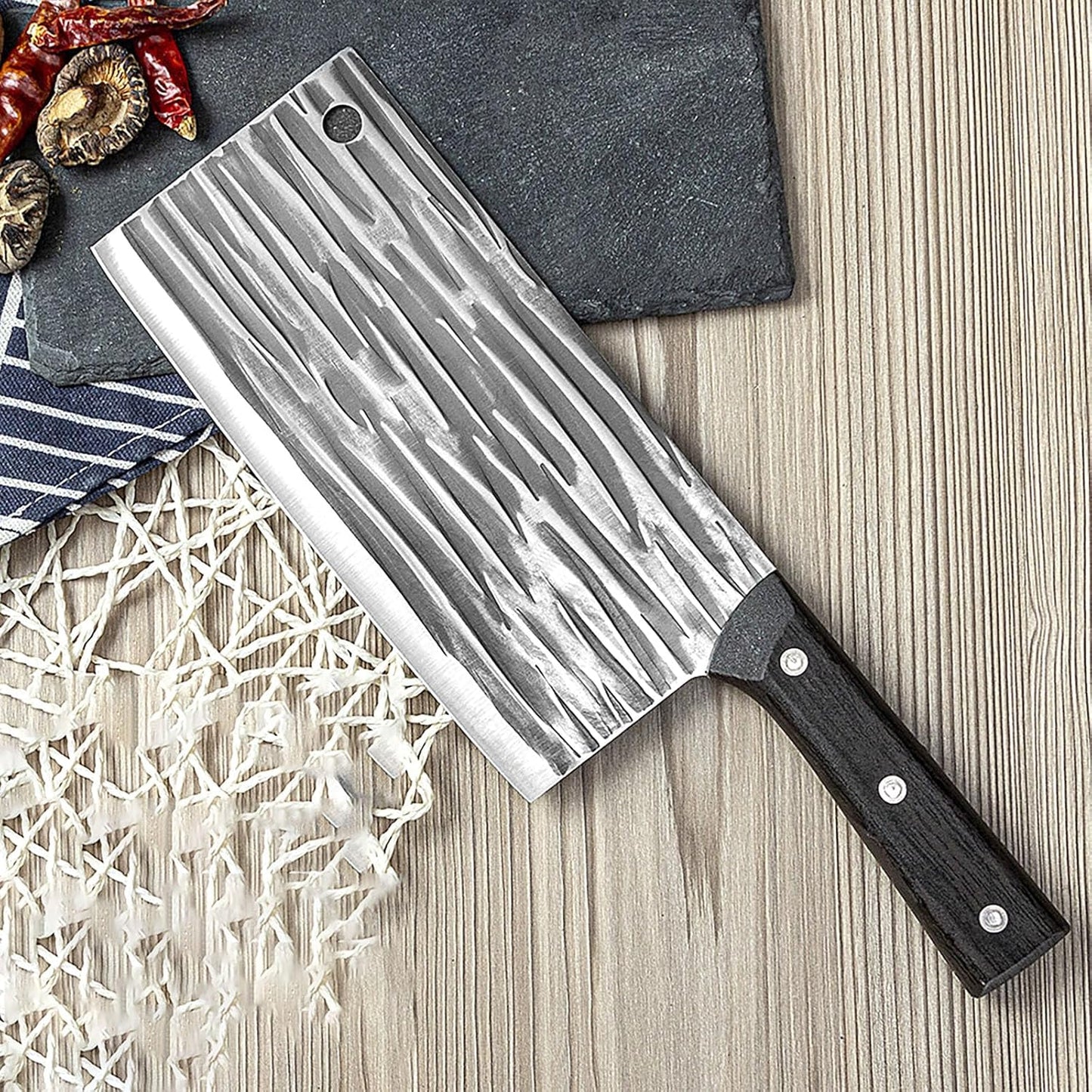 Cuchillo chef acero inox 7.5pulg hoja afilada mango madera
